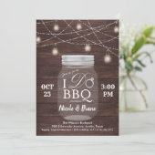 Fairepart de barbeque rustique 'I DO' en pot Mason (Debout devant)