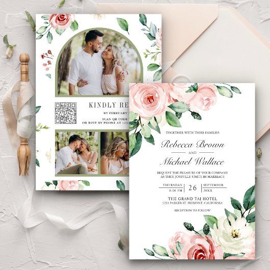 Fairepart de mariage à code QR avec collage de pho