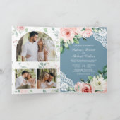 Fairepart de mariage à code QR en dentelle florale (Intérieur)