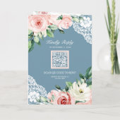 Fairepart de mariage à code QR en dentelle florale (Dos)