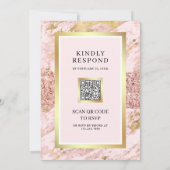 Fairepart de mariage à code QR en marbre rose gold (Dos)