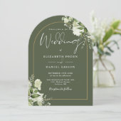 Fairepart de mariage à monogramme avec arche en or (Debout devant)