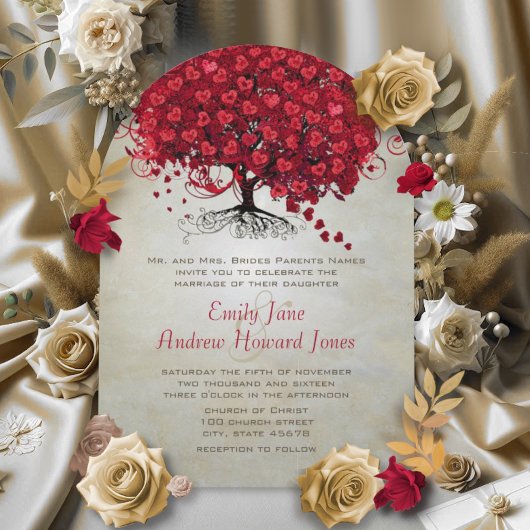 Fairepart de mariage Arbre à feuilles en forme de