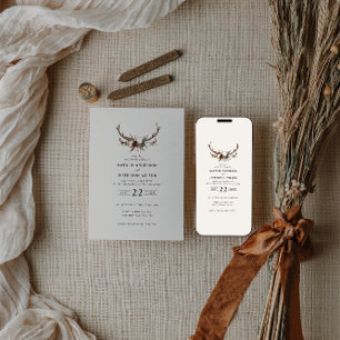 fairepart de mariage budget rustique floral cerf b