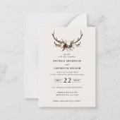 fairepart de mariage budget rustique floral cerf b (Devant)