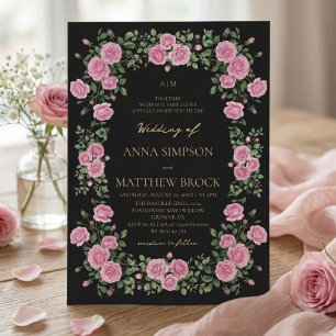 Fairepart de mariage cadre botanique élégant Roses
