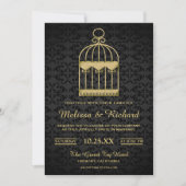 Fairepart de mariage cage à oiseaux dorée Shabby C (Devant)