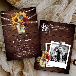 Fairepart de Mariage Code QR Tournesols Bourgogne
