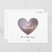 Fairepart de mariage coeur perle et violet (Devant / Derrière)