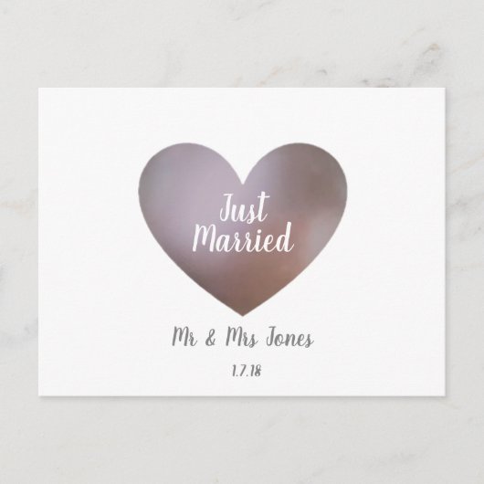 Fairepart de mariage coeur perle et violet (Devant)