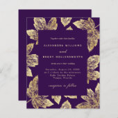 Fairepart de mariage Feuilles d'automne Violet et (Devant / Derrière)