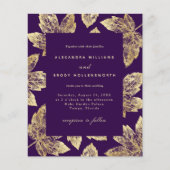 Fairepart de mariage Feuilles d'automne Violet et  (Devant)