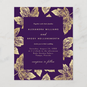 Fairepart de mariage Feuilles d'automne Violet et