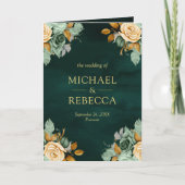 Fairepart de mariage photo Code QR Or Fleur Crème (Devant)