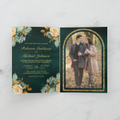 Fairepart de mariage photo Code QR Or Fleur Crème (Intérieur)