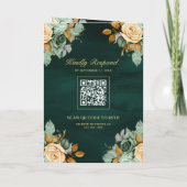 Fairepart de mariage photo Code QR Or Fleur Crème (Dos)