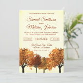 Fairepart de mariage rustique forêt d'automne (Debout devant)