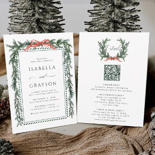 Fairepart de mariage tout-en-un Guirlande de pin a