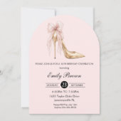 Fairepart de naissance Couquette Blush Ruban Arc M (Devant)