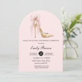 Fairepart de naissance Couquette Blush Ruban Arc M (Debout devant)