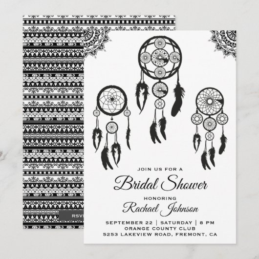 Fairepart de Rêve Tribal Bohème pour Enterrement d (Devant / Derrière)