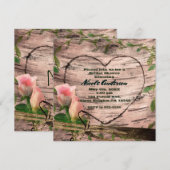 Fairepart en Bouleau Blanc avec Roses et Vignes Ro (Devant / Derrière)