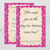 Faireuses Invitations de Mariage aux Roses Roses (Devant / Derrière)