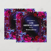 Faireval Invitation Fleurs Roses Fantaisie Rouge P (Devant / Derrière)