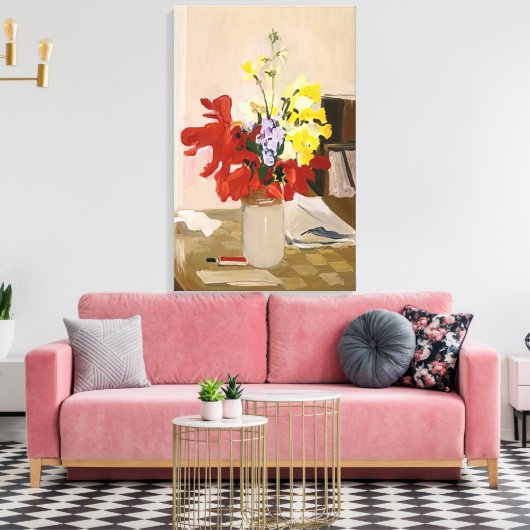Fairfield Porter - ANEMONE AND DAFFODIL 1965 Canvas Afdruk (Insitu (Woonkamer))