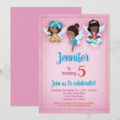 Fairies African American Birthday Invitation (Devant / Derrière)