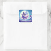 Fairies dansen in een maanverlichte weide. vierkante sticker (Tas)