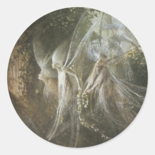 Fairies die door een Gothische Arch kijken,1864 Ronde Sticker