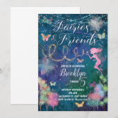 Fairies en Friends Birthday Invitation Kaart (Voorkant / Achterkant)