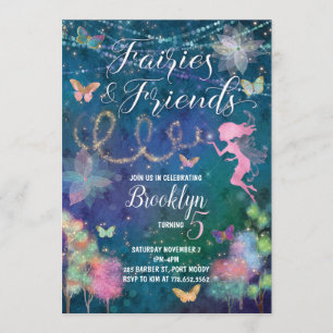 Fairies en Friends Birthday Invitation Kaart
