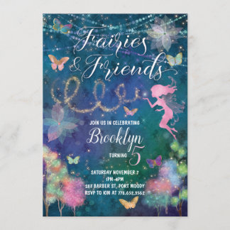 Fairies en Friends Birthday Invitation Kaart