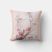Fairies Flowers  Waterverf Roze Kussen (Voorkant)