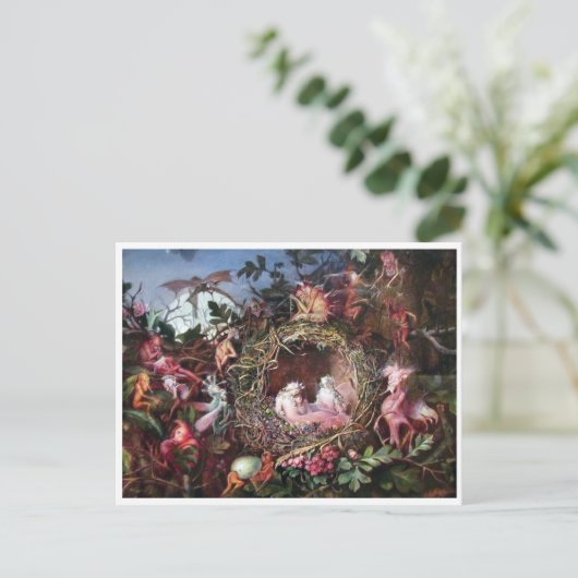 Fairies in a Birds Nest, John Anster Fitzgerald Briefkaart (Staand voorkant)