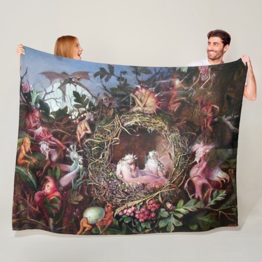 Fairies in a Birds Nest, John Anster Fitzgerald Fleece Deken (In situ)