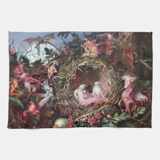 Fairies in a Birds Nest, John Anster Fitzgerald Theedoek (Horizontaal)