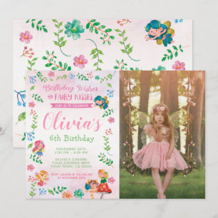 Fairies, Magical Birthday Invitation met foto Kaart