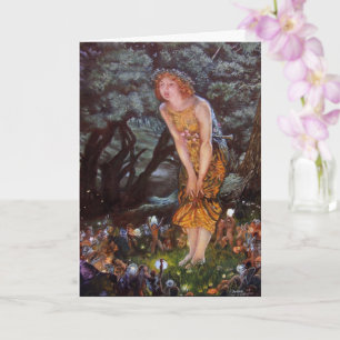Fairies op een midzomernacht in meisjesdroom kaart