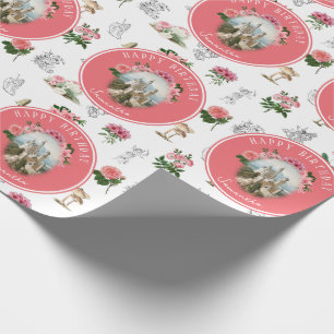 Fairies Pink Floral Mushroom Fairy Castle Verjaard Cadeaupapier