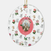 Fairies Roze Bloemen Mushroom Fairy Kasteel Monogr Keramisch Ornament (Links)