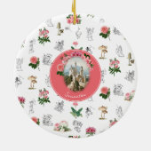 Fairies Roze Bloemen Mushroom Fairy Kasteel Monogr Keramisch Ornament (Achterkant)