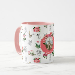 Fairies Roze Bloemen Mushroom Fairy Kasteel Monogr Mok