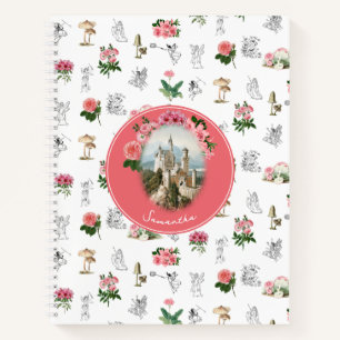 Fairies Roze Bloemen Mushroom Fairy Kasteel Monogr Notitieboek
