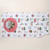 Fairies Roze Bloemen Mushroom Fairy Kasteel Monogr Strandlaken (Voorkant)