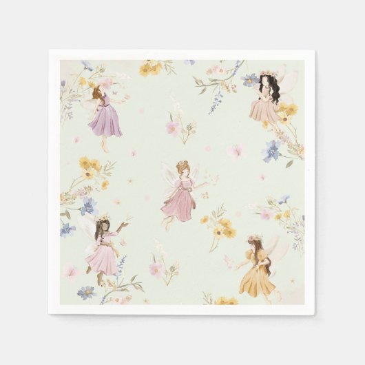 Fairies Wildflower Meadow Bloemen Verjaardag Servet (Voorkant)