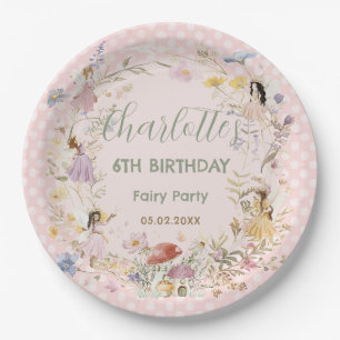 Fairies Wildflower Meadow Flowers Verjaardagsfeest Papieren Bordje