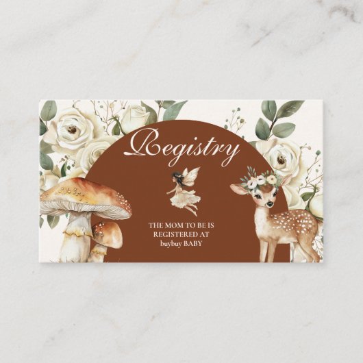 Fairies Wildflowers Bloemenweide Baby Registry Informatiekaartje (Voorkant)